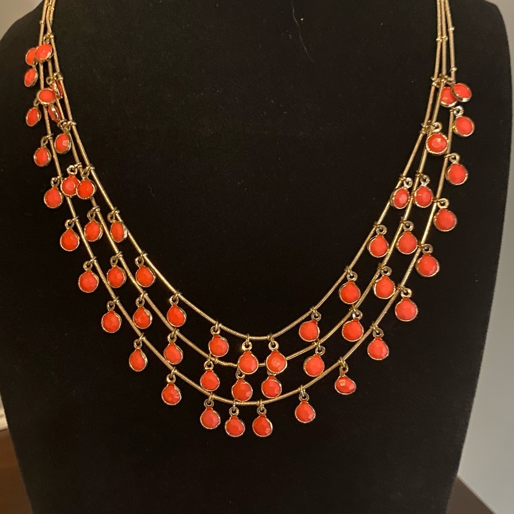 LOFT Gold Necklace with Red Accents